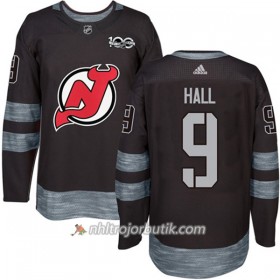 Män Ishockey New Jersey Devils Tröja Taylor Hall 9 1917-2017 100th Anniversary Adidas Svart Authentic